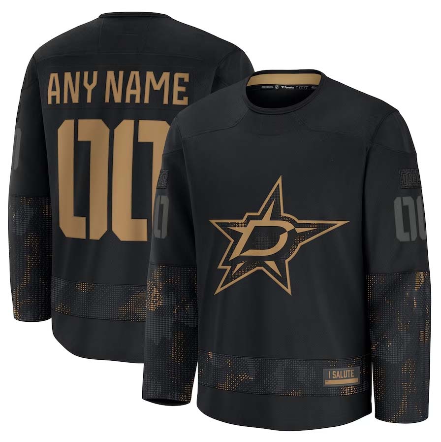 Custom D.Stars Fanatics Fanatics 2024 Military Appreciation Personalized Long Sleeve Practice Jersey - Black Stitched American Hockey Jerseys CROVYIE