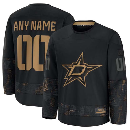 Custom D.Stars Fanatics Fanatics 2024 Military Appreciation Personalized Long Sleeve Practice Jersey - Black Stitched American Hockey Jerseys CROVYIE