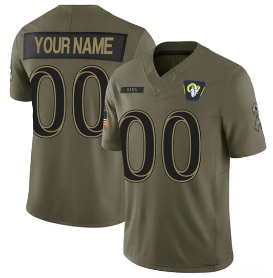 Custom LA.Rams Active Player Olive 2025 F.U.S.E. Salute to Service Limited Stitched Football Jersey