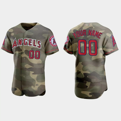 Custom Los Angeles Angels 2021 National Armed Forces Day Authentic Jersey ¨C Camo Stitched Baseball Jerseys