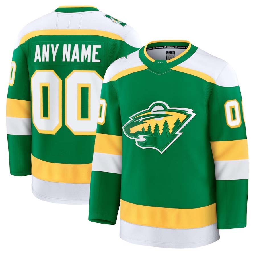 Custom M.Wild Fanatics Alternate Premium Jersey - Green Stitched American Hockey Jerseys CROVYIE