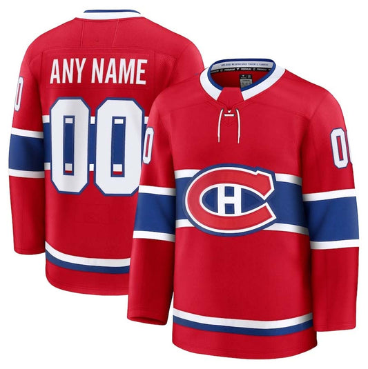 Custom M.Canadiens Fanatics Home Premium Jersey - Red Stitched American Hockey Jerseys CROVYIE