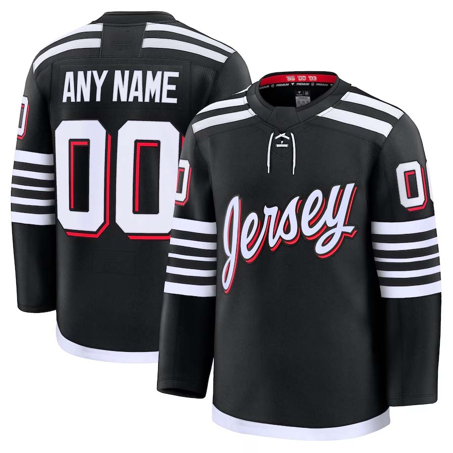 Custom NJ.Devils Fanatics Alternate Premium Jersey - Black Stitched American Hockey Jerseys CROVYIE