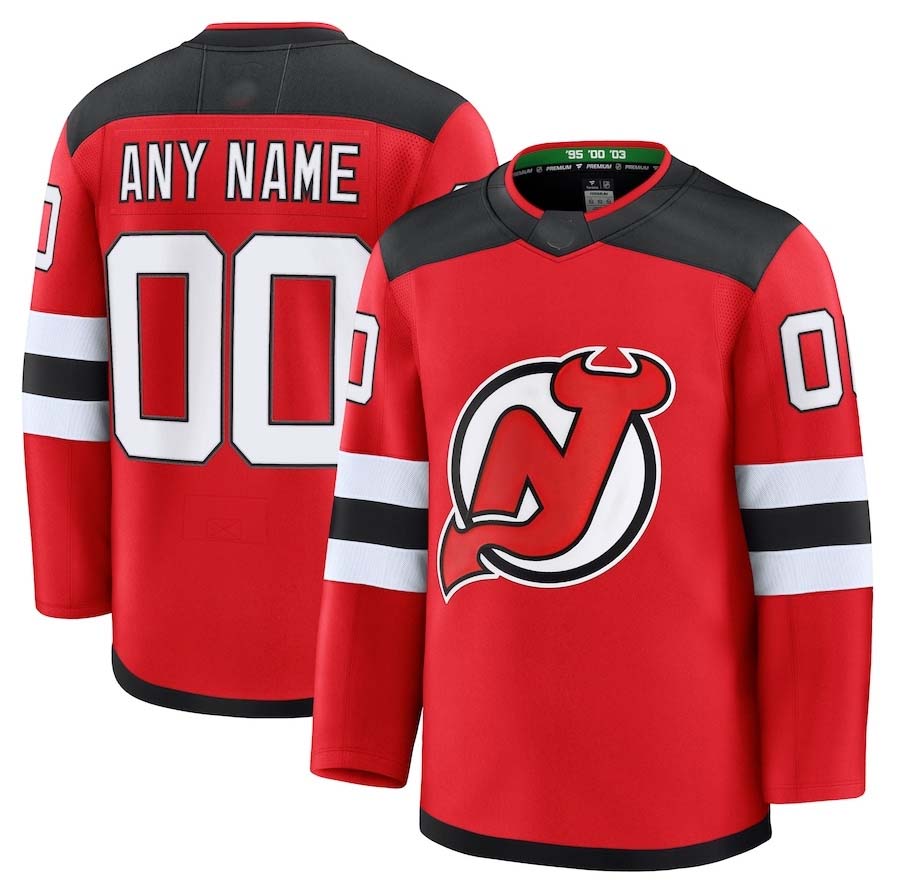 Custom NJ.Devils Fanatics Home Premium Jersey - Red Stitched American Hockey Jerseys CROVYIE