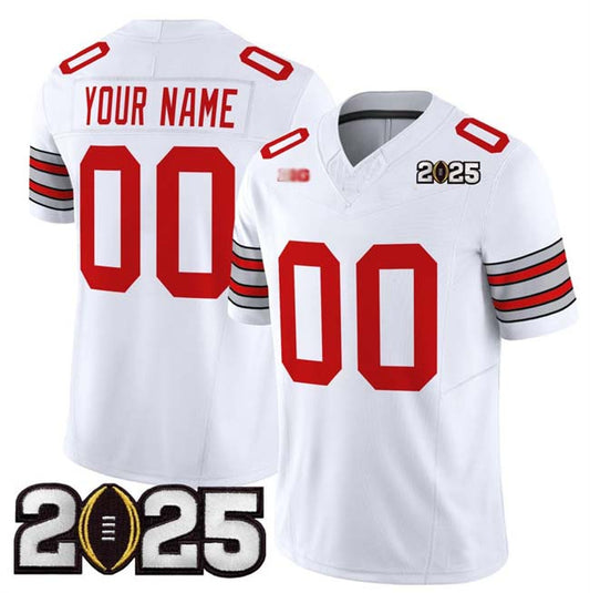 Custom O.State Buckeyes Active Player White Gold 2025 CFP Final Patch F.U.S.E. Vapor Limited Stitched Football American College Jerseys