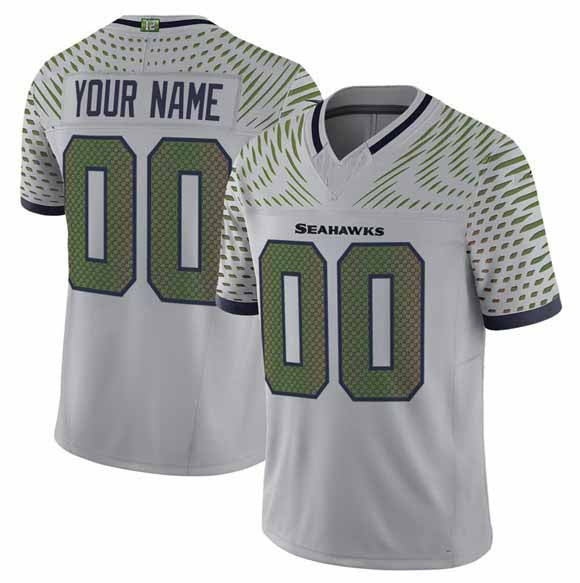 Custom S.Seahawks Active Player Gray 2025 F.U.S.E. Rivalries Vapor Untouchable Limited Stitched Football Jersey-CROVYIE