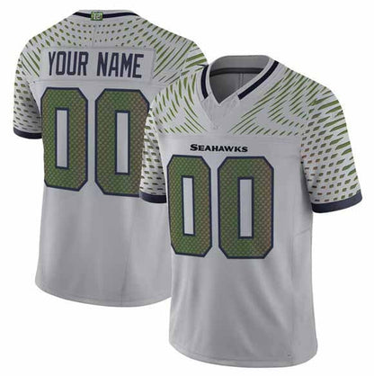Custom S.Seahawks Active Player Gray 2025 F.U.S.E. Rivalries Vapor Untouchable Limited Stitched Football Jersey-CROVYIE