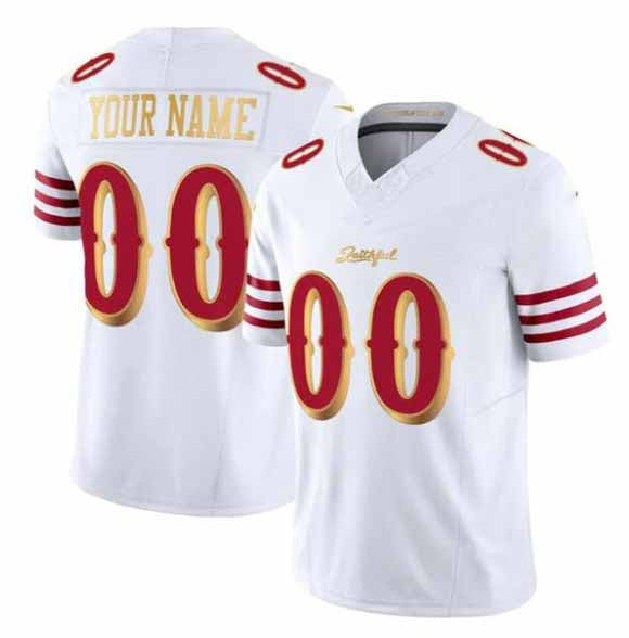 Custom SF.49ers Active Player White Gold 2025 F.U.S.E. Rivalries Vapor Limited Football Stitched Jersey-CROVYIE