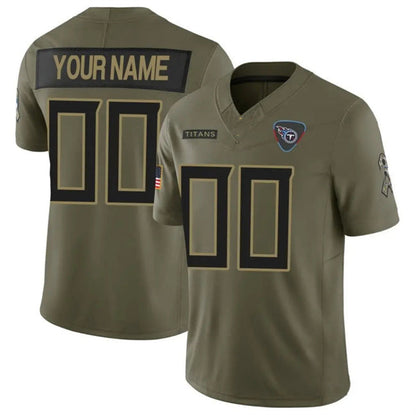 Custom T.Titans Active Player Olive 2025 F.U.S.E. Salute to Service Limited Stitched Football Jersey