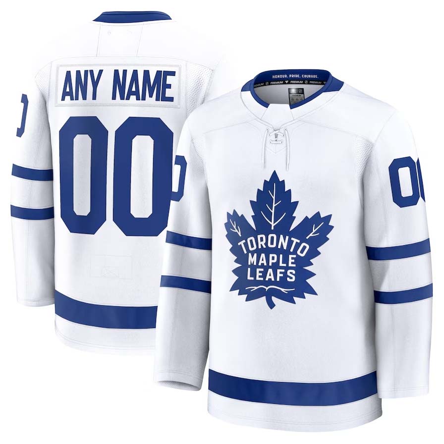 Custom T.Maple Leafs Fanatics Away Premium Jersey - White Stitched American Hockey Jerseys CROVYIE