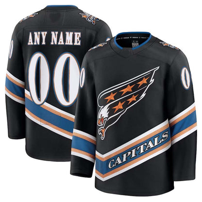Custom W.Capitals Fanatics Alternate 50th Anniversary Premium Jersey - Black Stitched American Hockey Jerseys CROVYIE