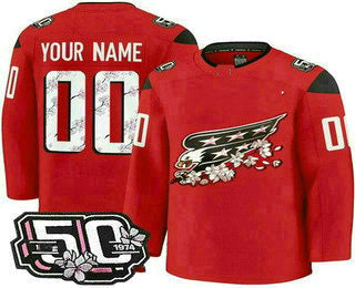 Custom W.Capitals Red 50th Anniversary Authentic Stitched American Hockey Jerseys CROVYIE