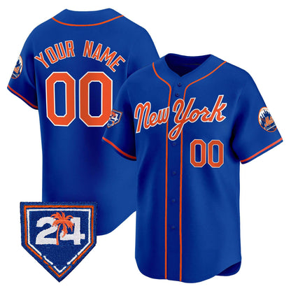 Custom New York Mets Active Player Royal 2024 Spring Training Vapor Premier Limited Stitched Baseball Jersey