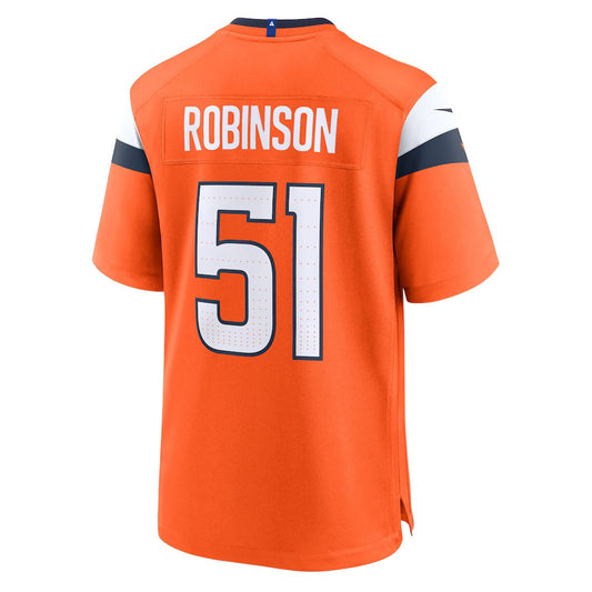 D.Broncos #51 Que Robinson Orange Team Game American Football Jersey