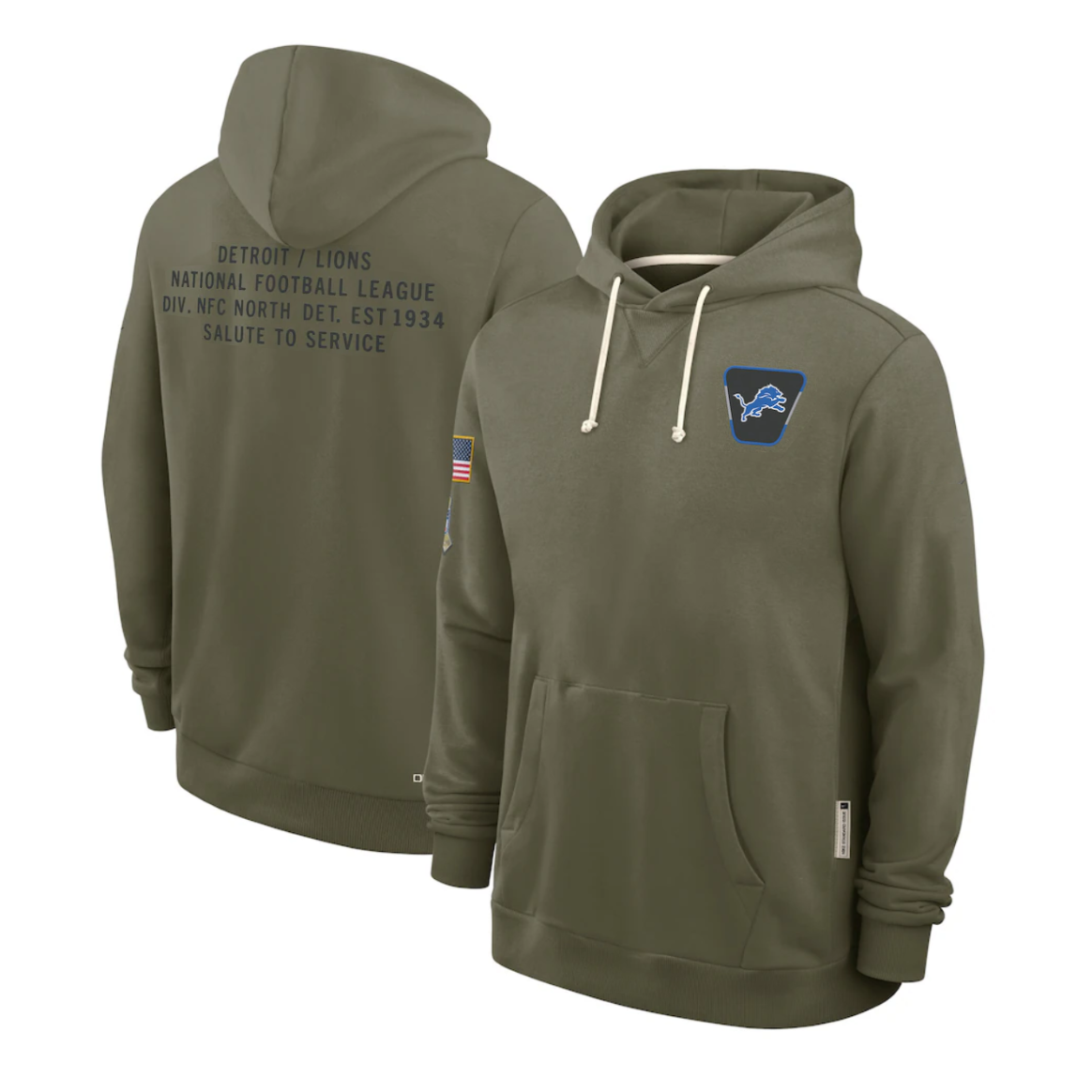 D.Lions Olive 2025 Salute to Service Sideline Standard Issue Dri-FIT Hoodie Stitched American Football Jerseys