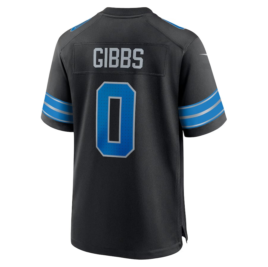 D.Lions #0 Jahmyr Gibbs Black 2nd Alternate Game Player American Football Jerseys