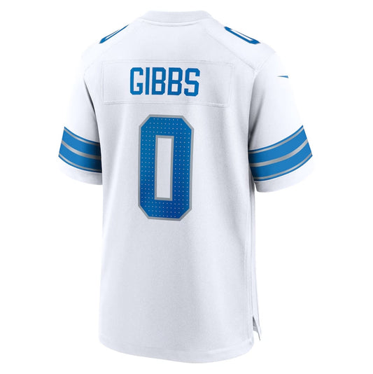 D.Lions #0 Jahmyr Gibbs White Game Player American Football Jerseys