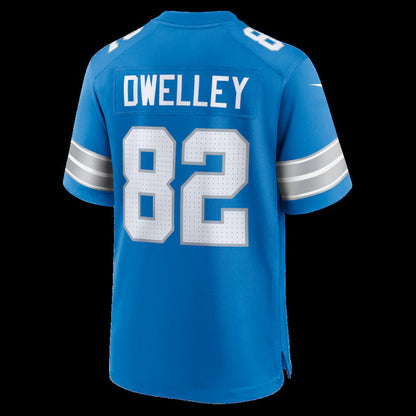 D.Lions #82 Ross Dwelley Blue Team Game American Football Jersey
