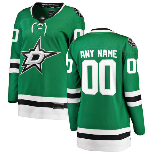 Custom D.Stars Fanatics Branded Home Breakaway Jersey Green Stitched American Hockey Jerseys CROVYIE