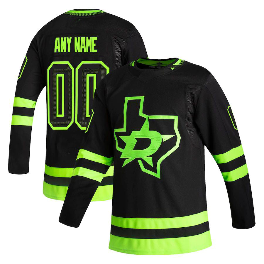 Custom D.Stars Fanatics Branded Home Breakaway Jersey Green Stitched American Hockey Jerseys CROVYIE