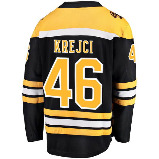 B.Bruins #46 David Krejci Fanatics Branded Home Breakaway Player Jersey Black Stitched American Hockey Jerseys CROVYIE