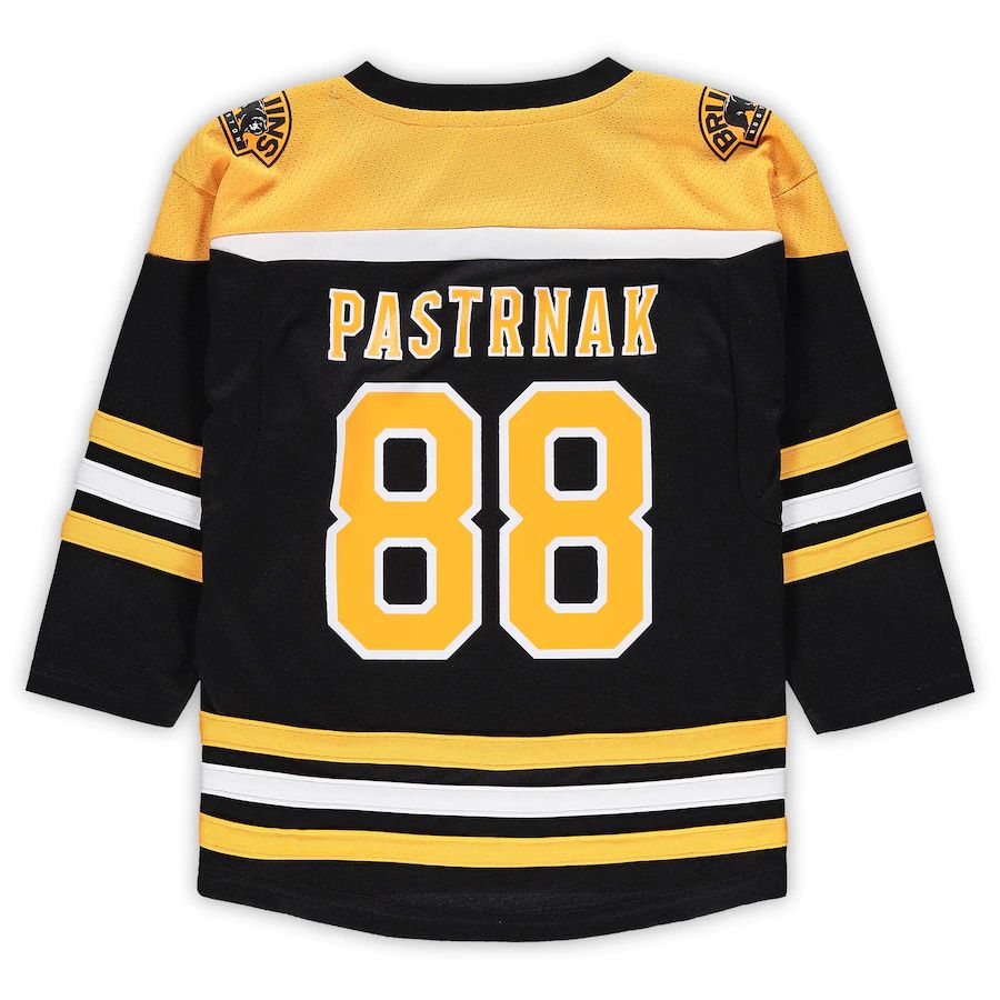 B.Bruins #88 David Pastrnak Preschool Home Replica Player Jersey Black Stitched American Hockey Jerseys CROVYIE