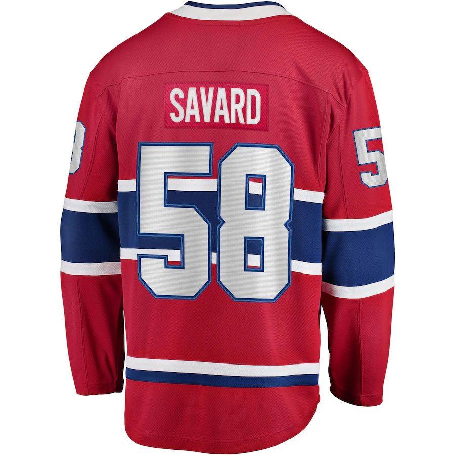 M.Canadiens #58 David Savard Fanatics Branded Home Breakaway Player Jersey Red Stitched American Hockey Jerseys CROVYIE