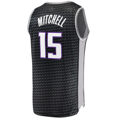 S.Kings #15 Davion Mitchell  Fanatics Branded  Fast Break Replica Jersey Statement Edition Black Stitched American Basketball Jersey