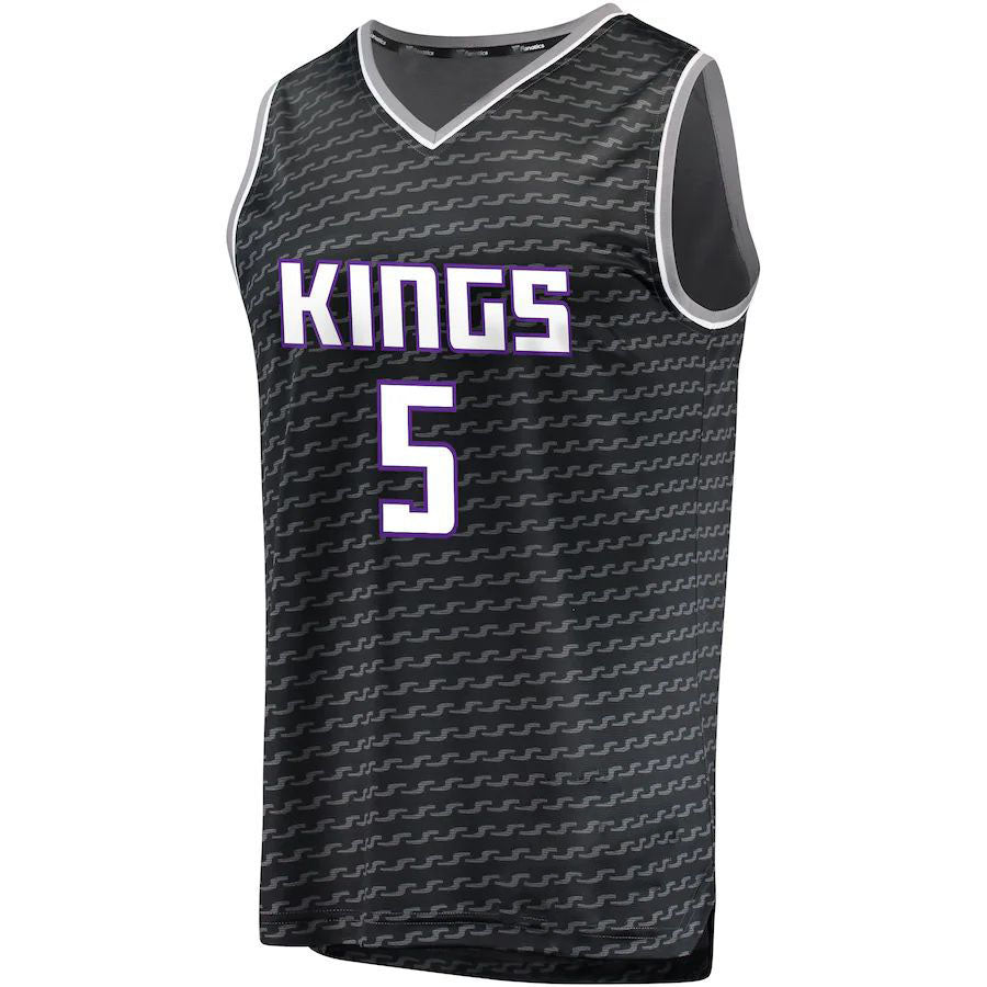 S.Kings #5 De'Aaron Fox Fanatics Branded Fast Break Replica Jersey Black Statement Edition Stitched American Basketball Jersey