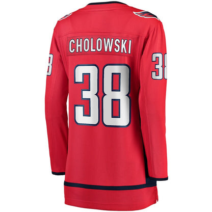 W.Capitals #38 Dennis Cholowski Fanatics Branded Home Breakaway Player Jersey  Red Stitched American Hockey Jerseys CROVYIE