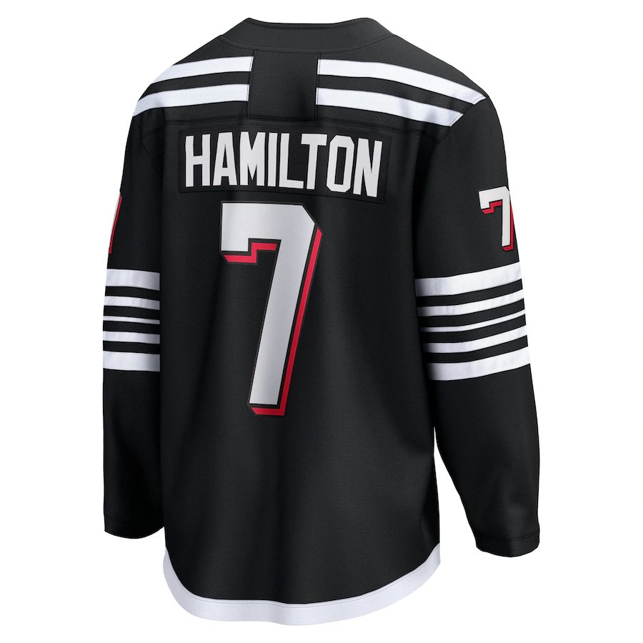 NJ.Devils #7 Dougie Hamilton Fanatics Branded Alternate Premier Breakaway Player Jersey Black Hockey Jerseys CROVYIE
