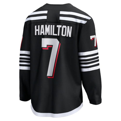 NJ.Devils #7 Dougie Hamilton Fanatics Branded Alternate Premier Breakaway Player Jersey Black Hockey Jerseys CROVYIE