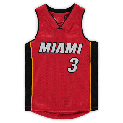 M.Heat #3 Dwyane Wade Mitchell & Ness Preschool 2005-06 Hardwood Classics Player Jersey  Red Stitched American Basketball Jersey