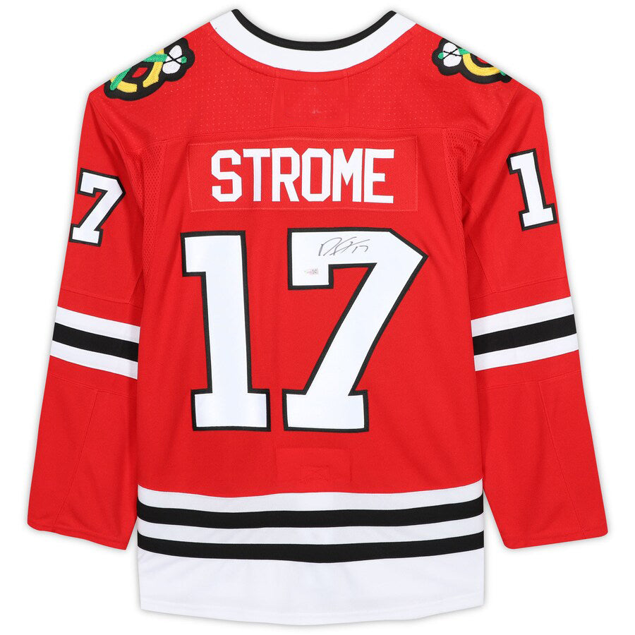 C.Blackhawks #17 Dylan Strome Fanatics Authentic Autographed Jersey Red Stitched American Hockey Jerseys CROVYIE