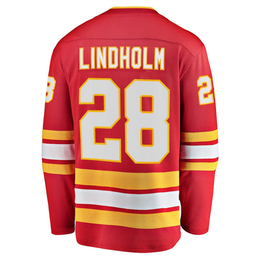 C.Flames #28 Elias Lindholm Fanatics Branded Home Team Breakaway Player Jersey Red Stitched American Hockey Jerseys CROVYIE