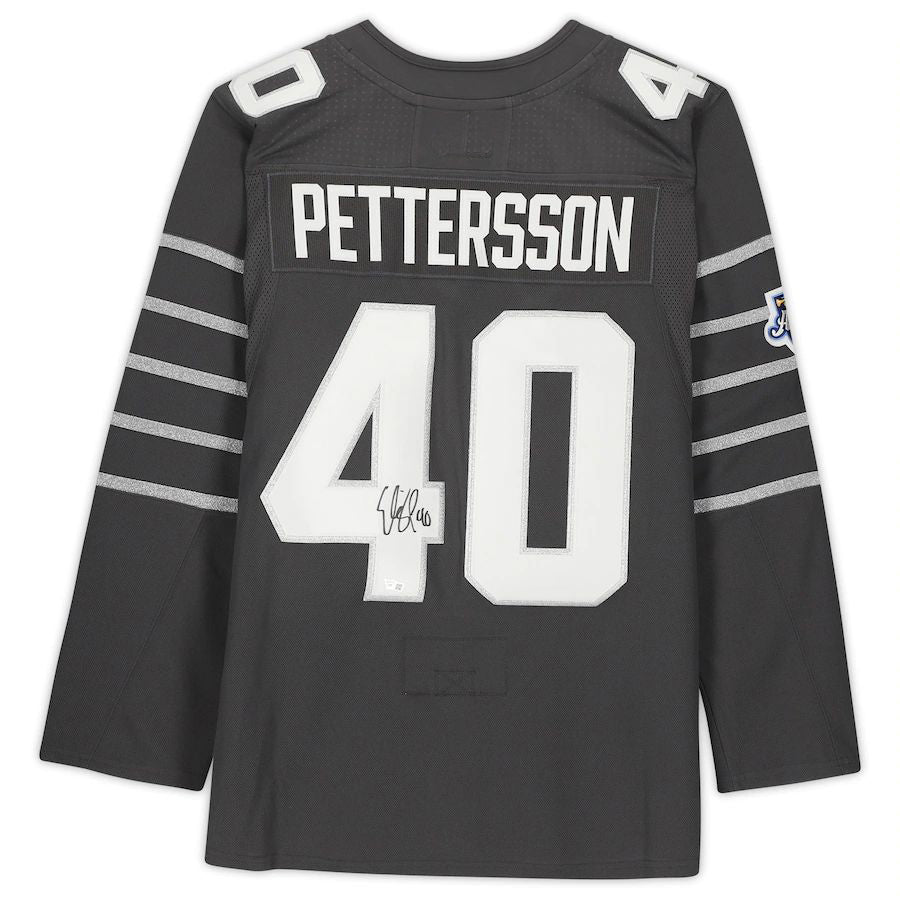 V.Canucks #40 Elias Pettersson Fanatics Authentic Autographed Gray 2020 All-Star Jersey Stitched American Hockey Jerseys CROVYIE