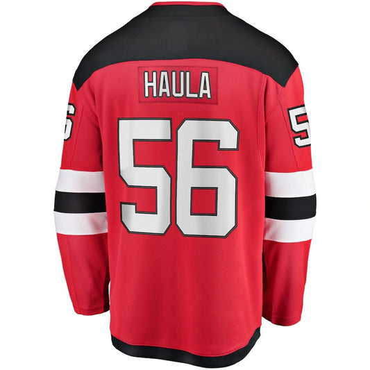 NJ.Devils #56 Erik Haula Fanatics Branded Home Breakaway Player Jersey Red Stitched American Hockey Jerseys CROVYIE