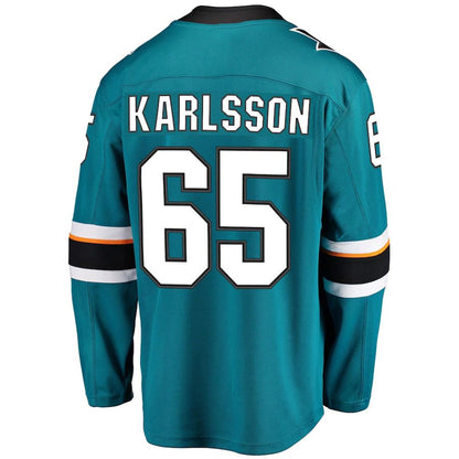 SJ.Sharks #65 Erik Karlsson Fanatics Branded 2021-22 Home Premier Breakaway Player Jersey Teal Stitched American Hockey Jerseys CROVYIE