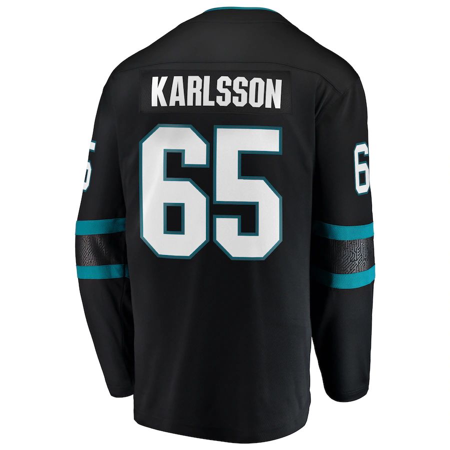 SJ.Sharks #65 Erik Karlsson Fanatics Branded Breakaway Alternate Player Jersey  Black Stitched American Hockey Jerseys CROVYIE