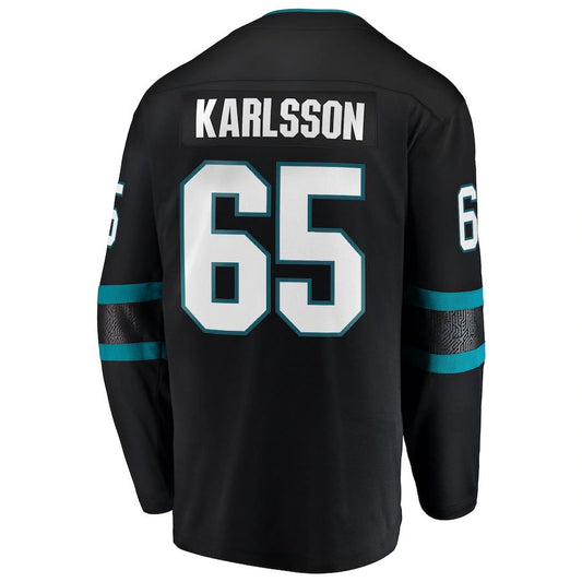 SJ.Sharks #65 Erik Karlsson Fanatics Branded Breakaway Alternate Player Jersey  Black Stitched American Hockey Jerseys CROVYIE