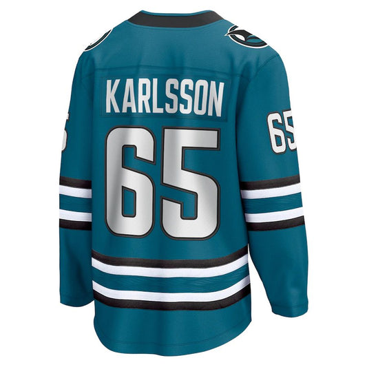SJ.Sharks #65 Erik Karlsson Fanatics Branded Home Premier Breakaway Player Jersey Teal Stitched American Hockey Jerseys CROVYIE