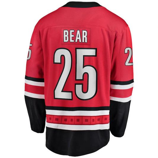 C.Hurricanes #25 Ethan Bear Fanatics Branded Home Breakaway Player Jersey Red Stitched American Hockey Jerseys CROVYIE