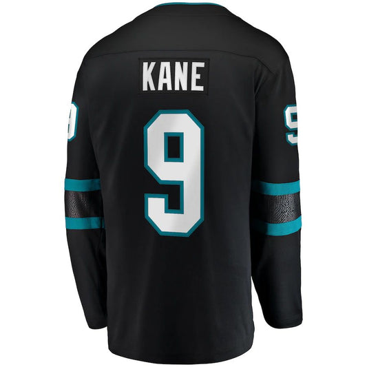 SJ.Sharks #9 Evander Kane Fanatics Branded Alternate Premier Breakaway Player Jersey Black Stitched American Hockey Jerseys CROVYIE