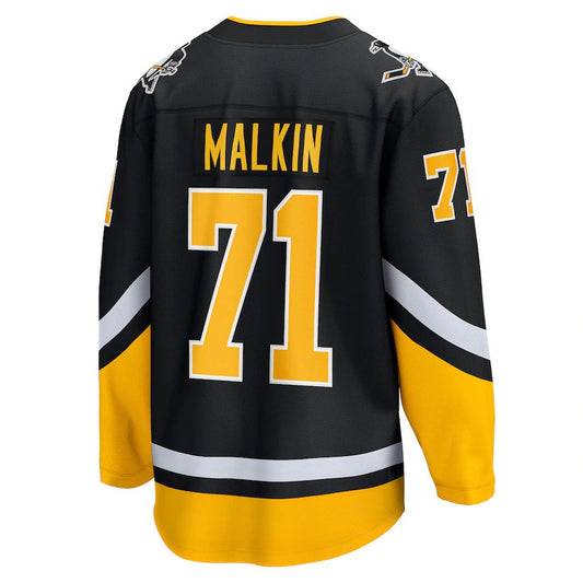 P.Penguins #71 Evgeni Malkin Fanatics Branded 2021-22 Alternate Premier Breakaway Player Jersey Black Stitched American Hockey Jerseys CROVYIE