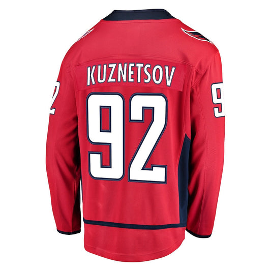 W.Capitals #92 Evgeny Kuznetsov Fanatics Branded Home Breakaway Player Jersey Red Stitched American Hockey Jerseys CROVYIE
