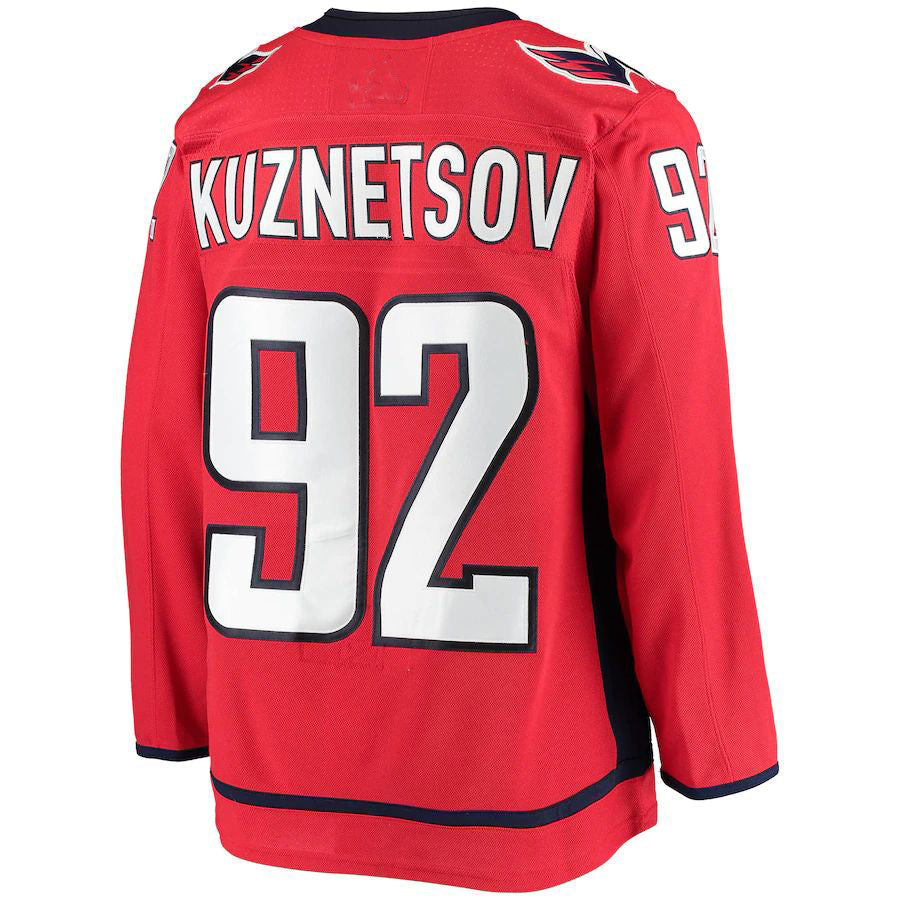 W.Capitals #92 Evgeny Kuznetsov Home Authentic Player Jersey  Red Stitched American Hockey Jerseys CROVYIE
