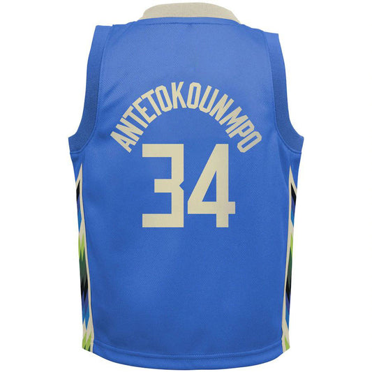 M.Bucks #34 Giannis Antetokounmpo Preschool 2022-23 Replica Jersey City Edition Royal Stitched American Basketball Jersey