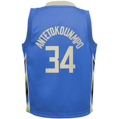 M.Bucks #34 Giannis Antetokounmpo Toddler 2022-23 Replica Jersey City Edition  Royal Stitched American Basketball Jersey