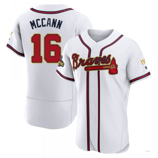 Atlanta Braves #16 Brian McCann Gold White 2022 Program Jersey Stitches Baseball Jerseys