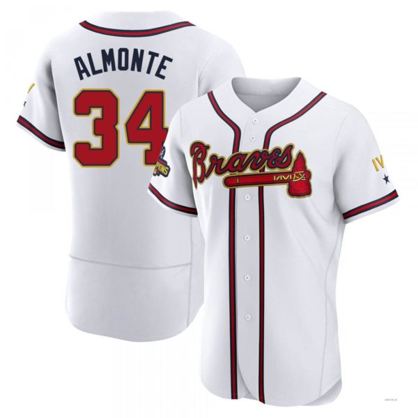 Atlanta Braves #34 AbCROVYIE2025m Almonte Gold White 2022 Program Jersey Stitches Baseball Jerseys